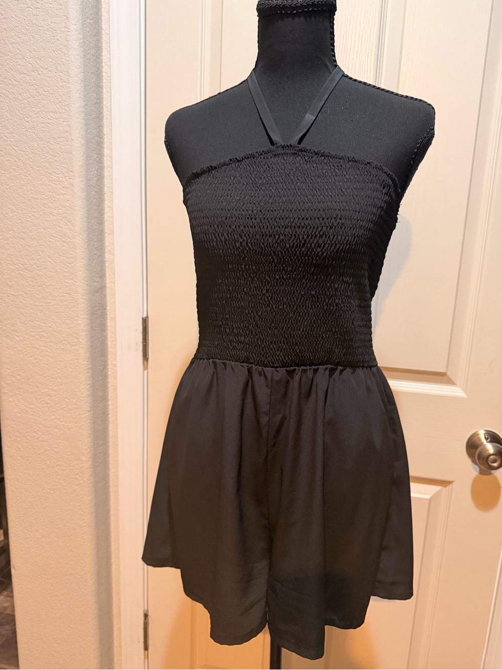 Lily Rose Black Strapless Smocked Mini Dress